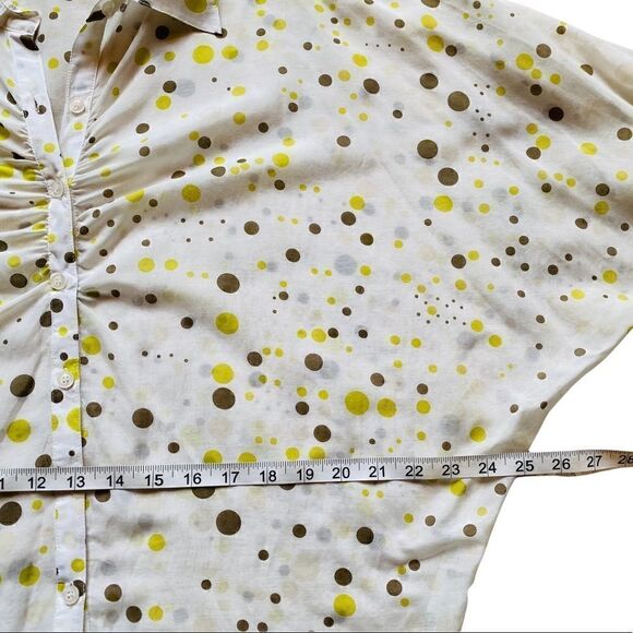 𝅺BCBGMAXAZARIA Cream Batwing Polka Dot Sheer Button Up Blouse (NWOT) - Picture 13 of 13